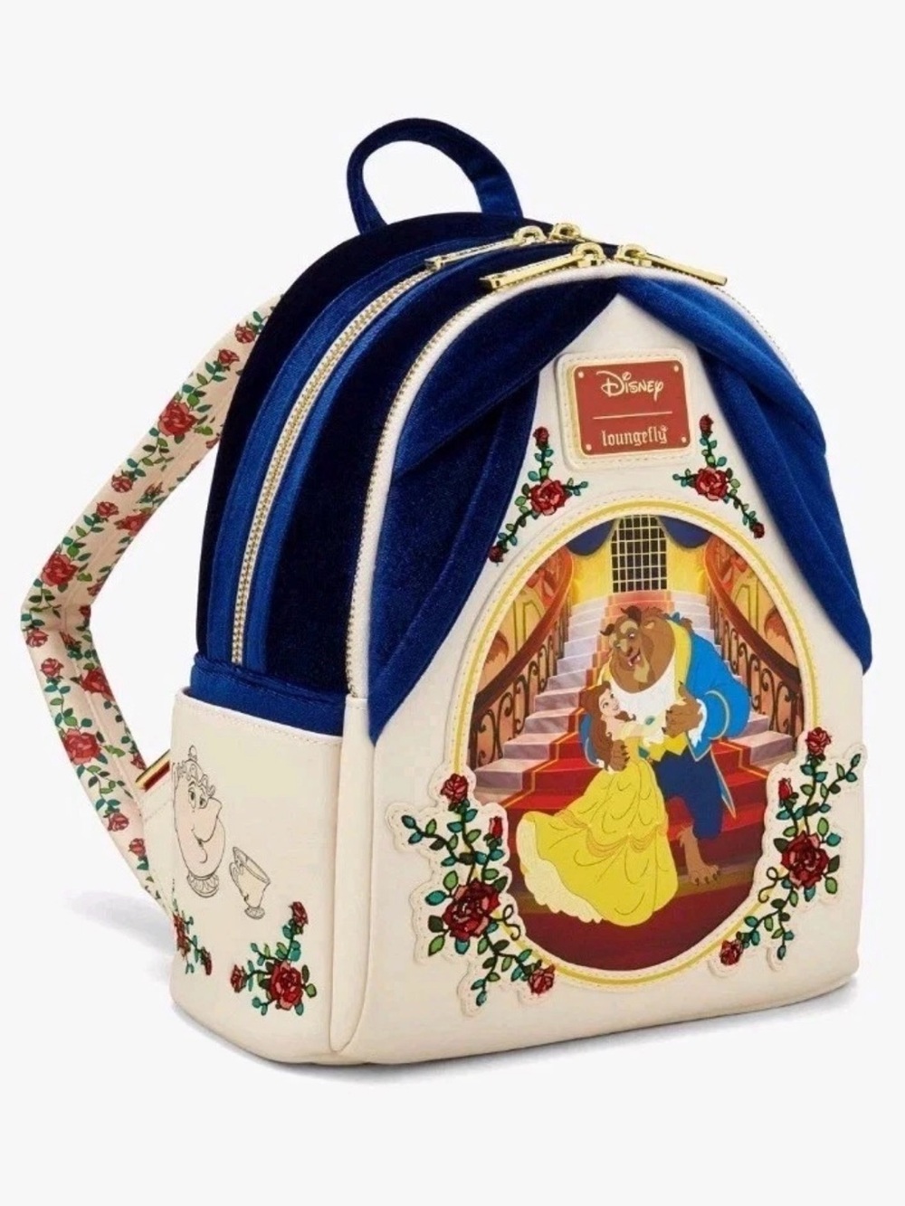 Loungefly Blue Velvet & Cream Beauty and the Beast Mini Backpack